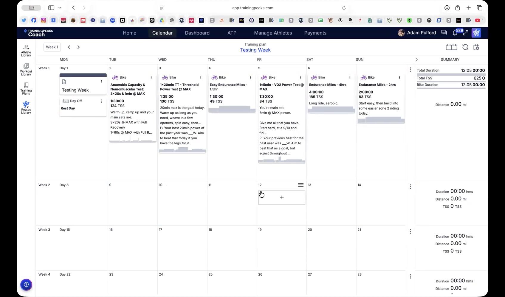 rate my training testing week