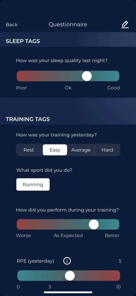 heart rate variability app screenshot