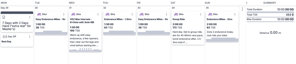 The 40+ Masters Cyclist Training Playbook 3 masters cyclist training after 40 - 7 day with extra rest