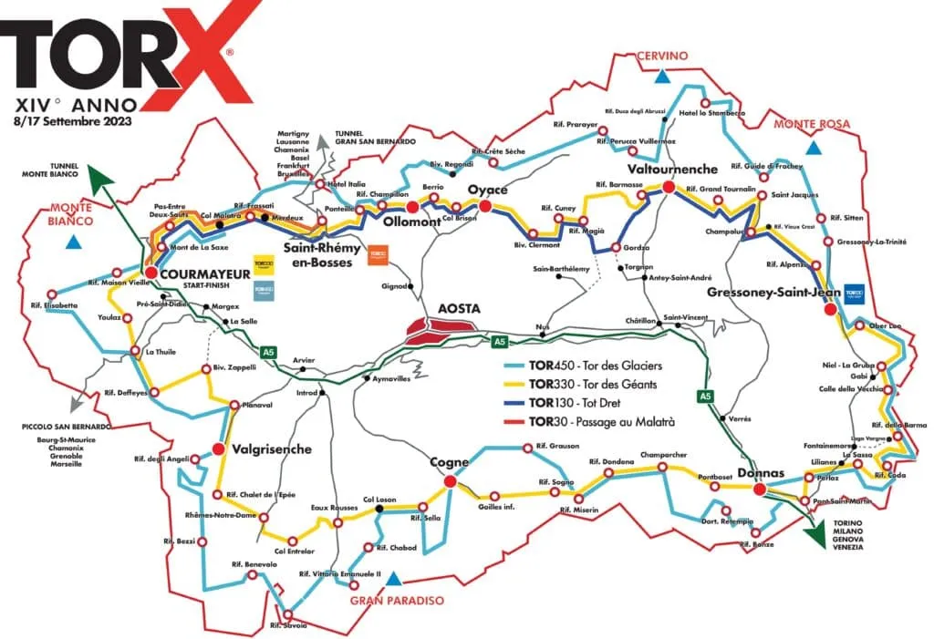The TOR330 Project: Preparing for Tor des Géants, Europe's Hardest Ultramarathon 2 Tor des Géants route map