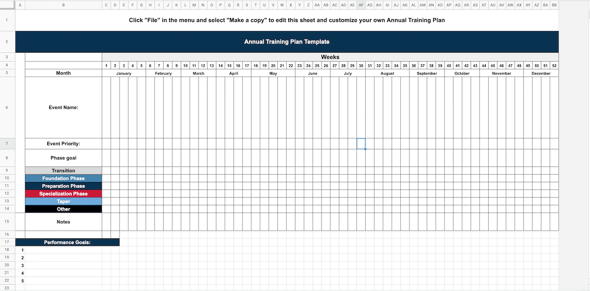 Cycling annual training plan template
