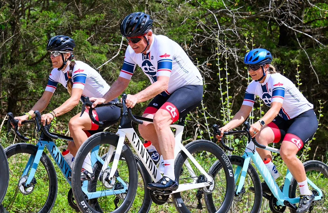road cyclists during interval workouts