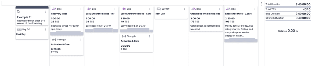 How to Build The Best Recovery Weeks for Cyclists 4 recovery week example 2
