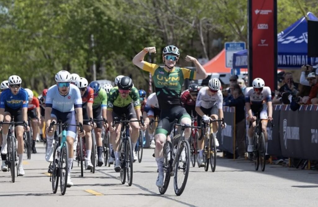 Nathan Cusack winning 2025 Collegiate National Criterium