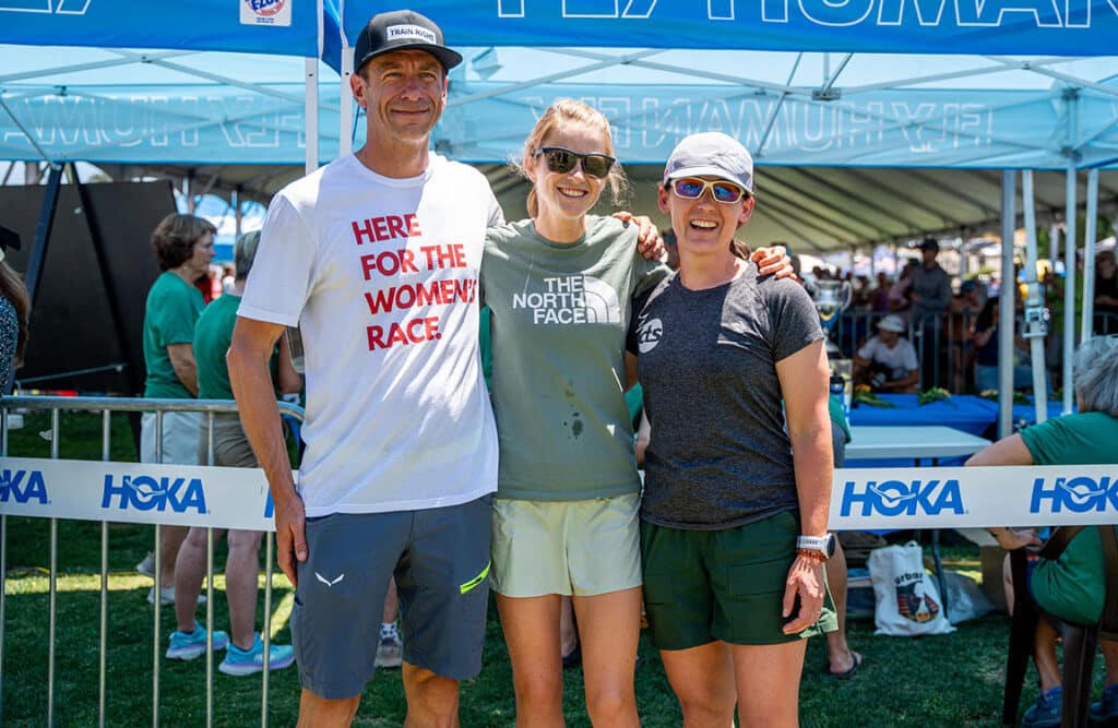 Katie Schide, Jason Koop, and Sarah Scozzaro at Western States Endurance Run 2024