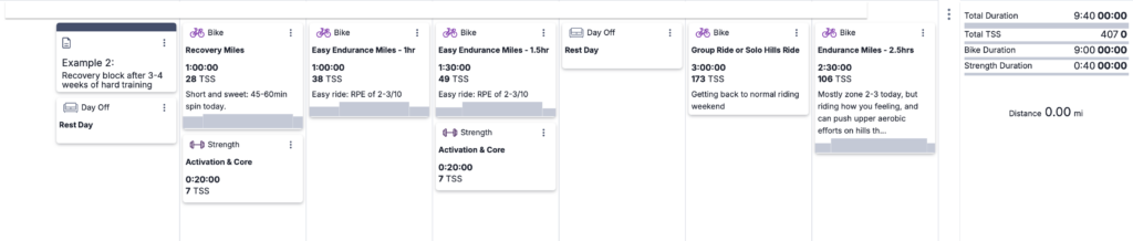 How to Build The Best Recovery Weeks for Cyclists 4 recovery week example 2